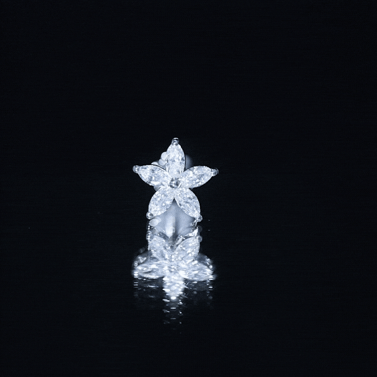 Marquise Diamond Floral Upper Lobe Earring Lab - ( EF-VS ) - Rosec Jewels