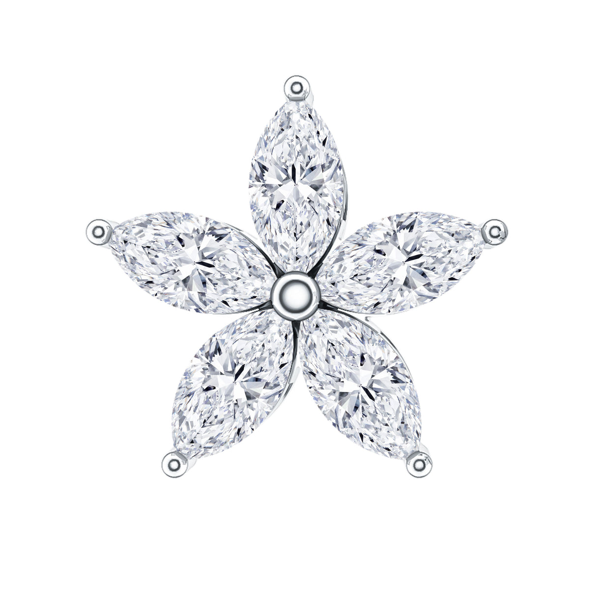 Marquise Diamond Floral Upper Lobe Earring Lab - ( EF-VS ) - Rosec Jewels