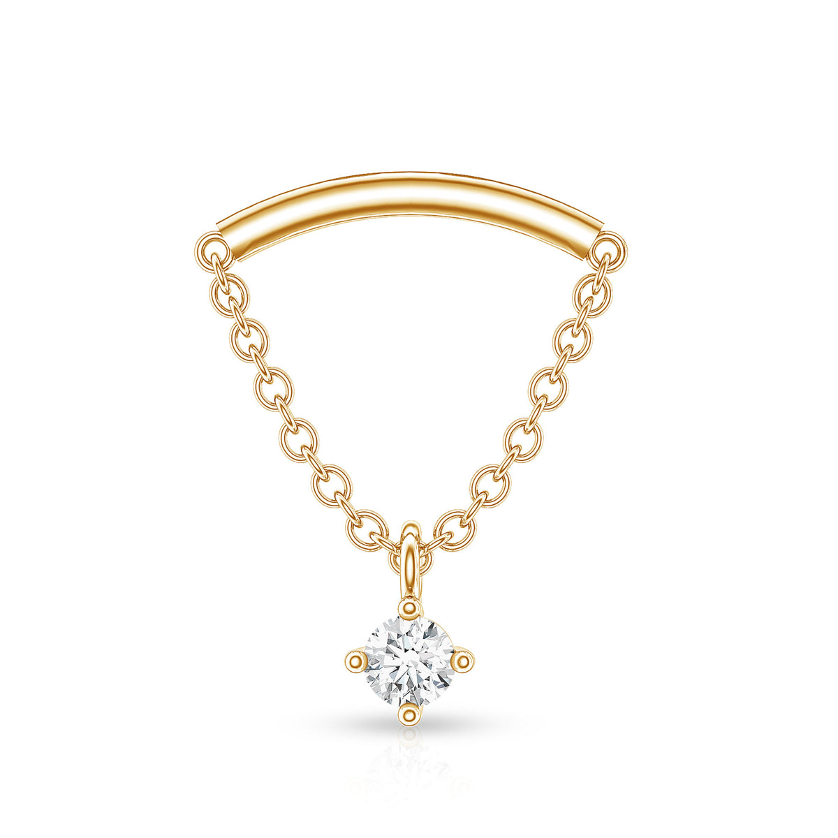Rosec Jewels Single Diamond Hidden Helix Earring with Chain