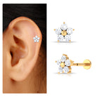 Nature Inspired Diamond Flower Earring for Tragus Piercing Lab - ( EF-VS ) - Rosec Jewels