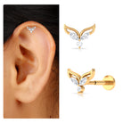 Marquise Diamond Leaf Earring for Cartilage Piercing Lab - ( EF-VS ) - Rosec Jewels