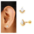 Pear Shape Diamond Solitaire Helix Earring Lab - ( EF-VS ) - Rosec Jewels