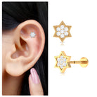 Certified Diamond Star Earring for Helix Piercing Lab - ( EF-VS ) - Rosec Jewels