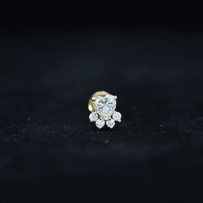 Heart Shape Diamond Dog Paw Earring for Helix Piercing Lab - ( EF-VS ) - Rosec Jewels