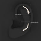 Certified Diamond Star Ear Cuff Earring for Helix Piercing Lab - ( EF-VS ) - Rosec Jewels
