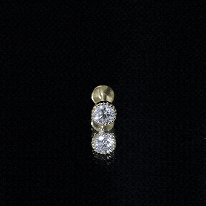 Bezel Set Diamond Solitaire Stud Earring for Helix Piercing Lab - ( EF-VS ) - Rosec Jewels