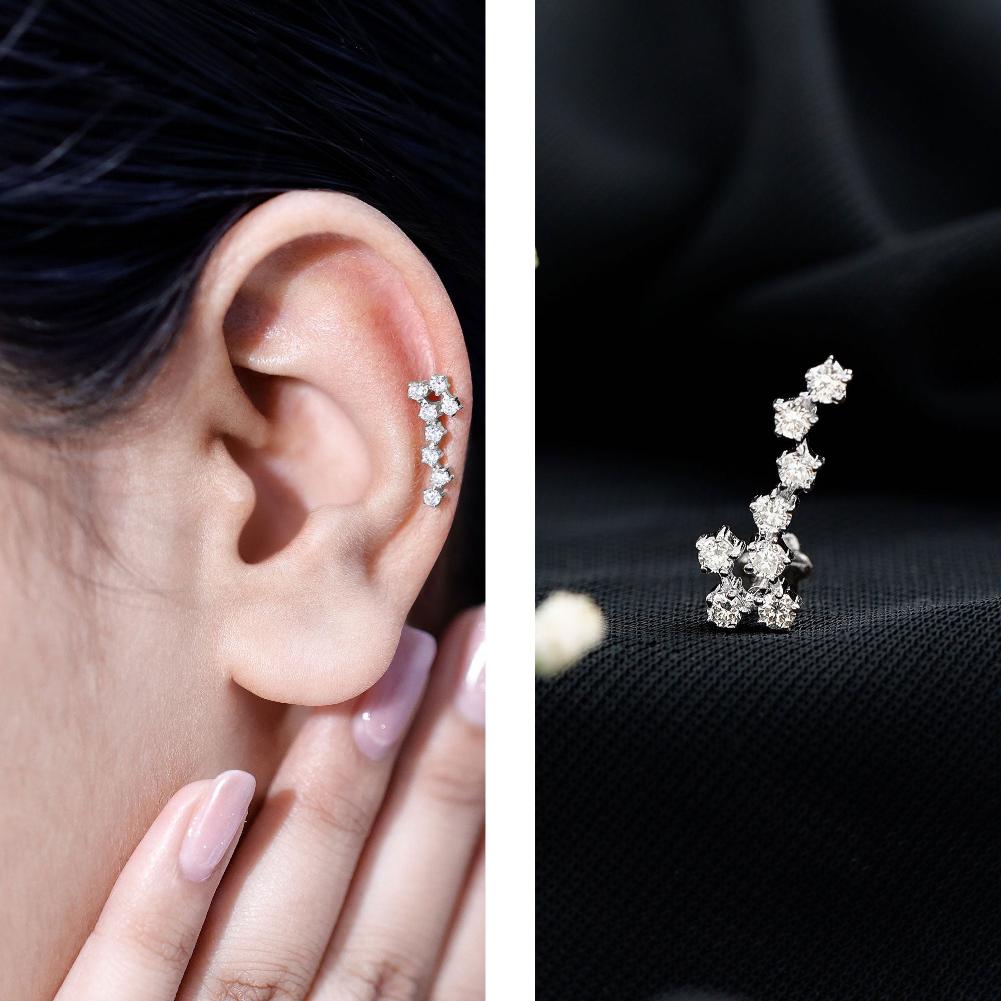 Certified Diamond Scorpio Zodiac Earring for Helix Piercing Lab - ( EF-VS ) - Rosec Jewels