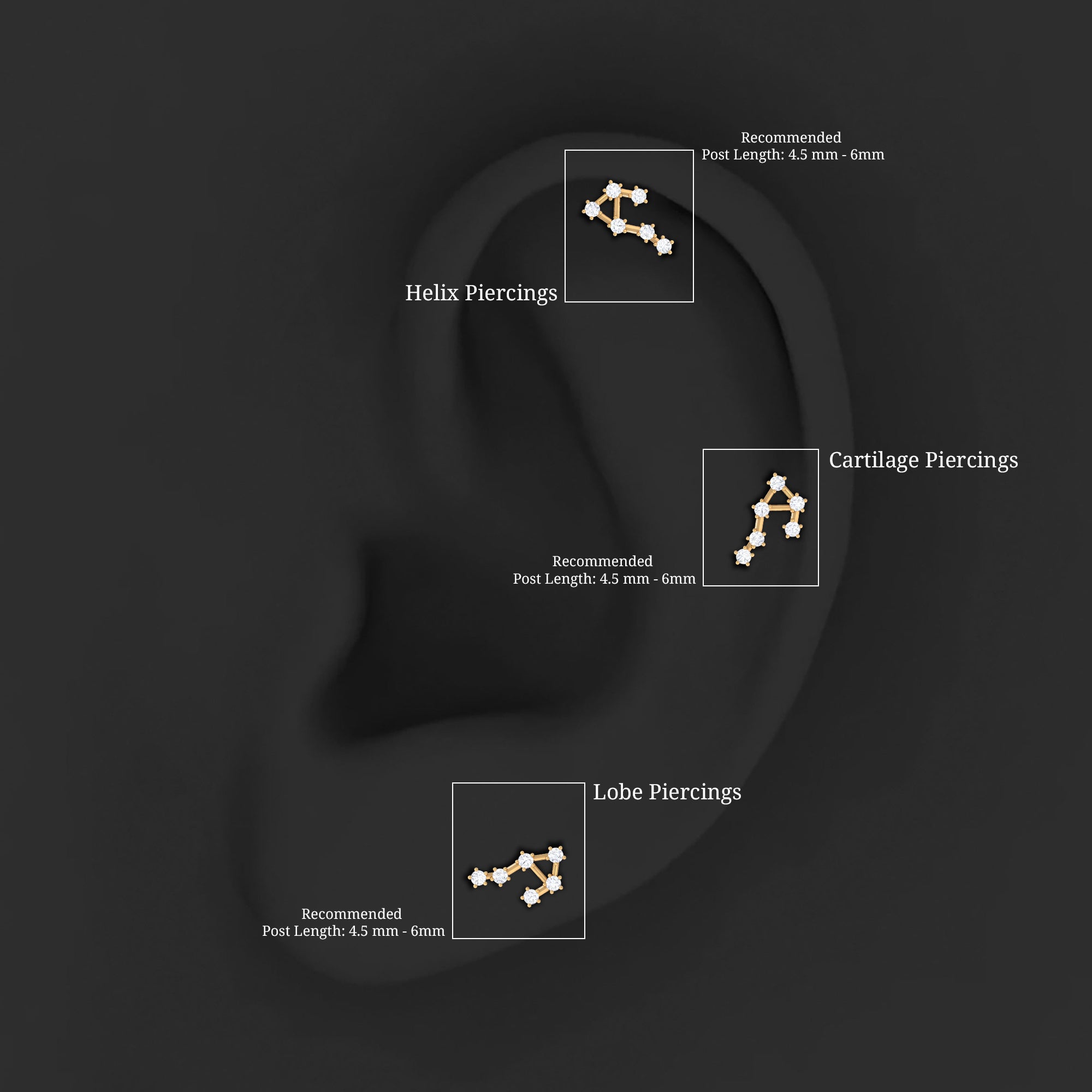 Rosec Jewels-Certified Diamond Libra Constellation Piercing Earring