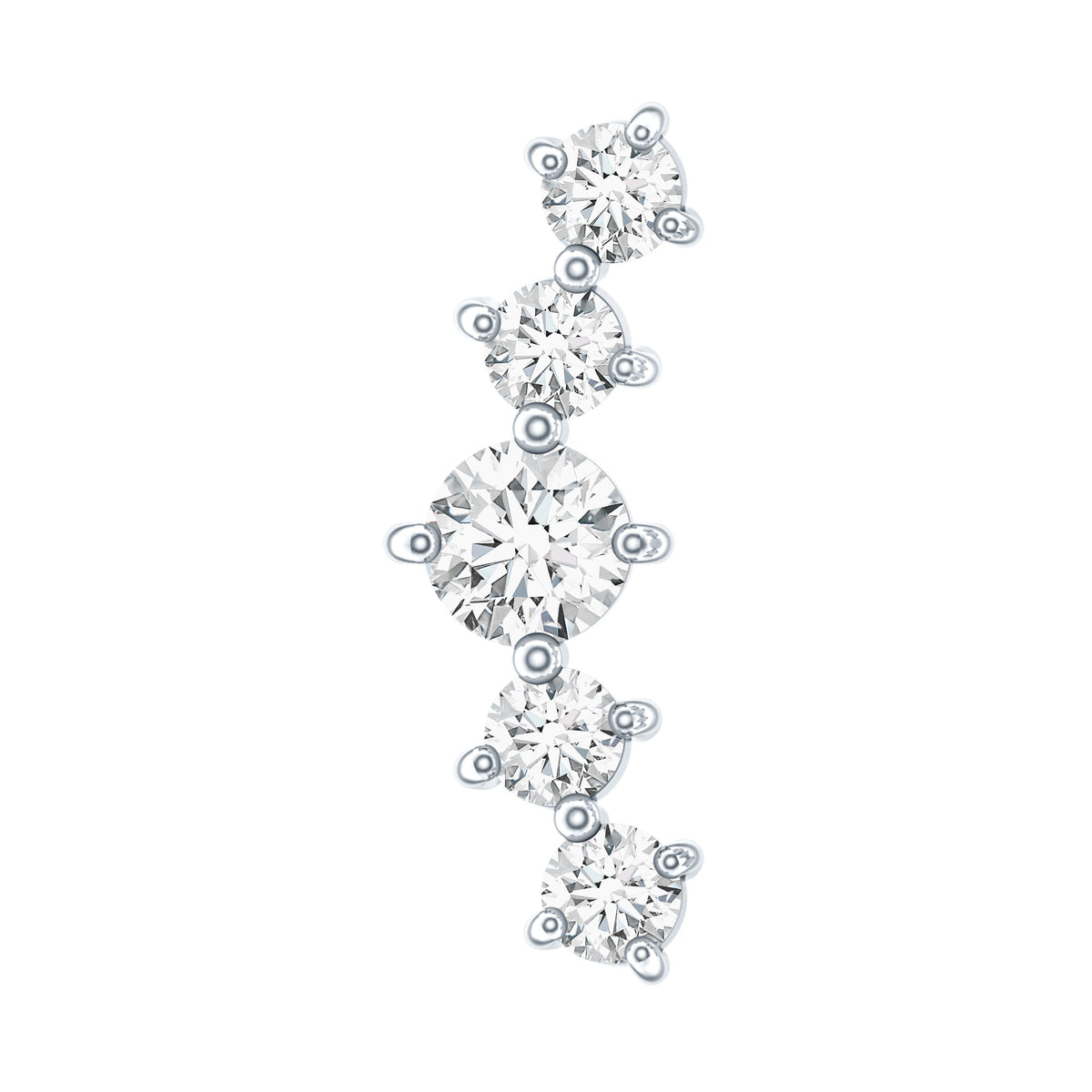 Graduated Style Diamond Crawler Earring for Women Lab - ( EF-VS ) - Rosec Jewels