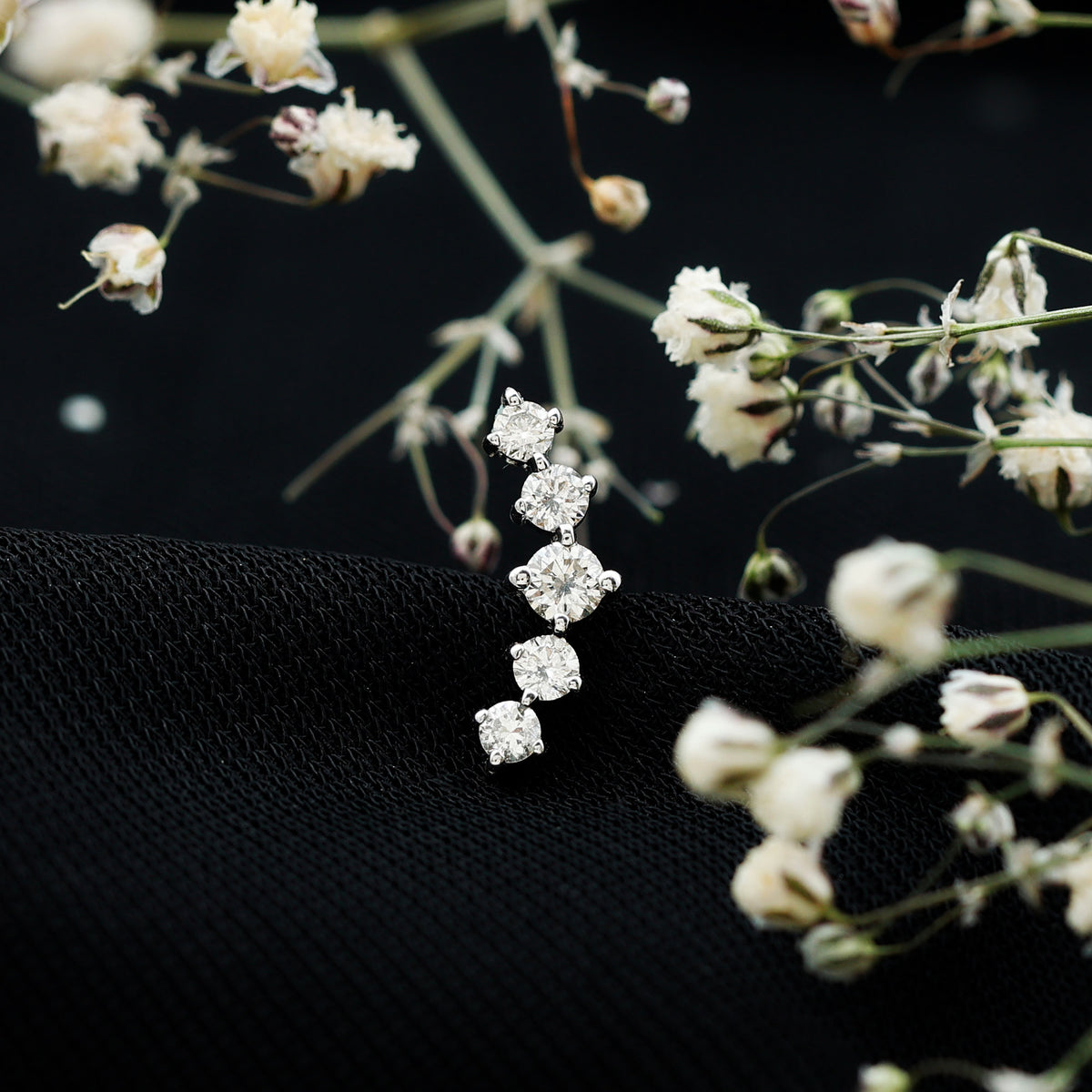Graduated Style Diamond Crawler Earring for Women Lab - ( EF-VS ) - Rosec Jewels