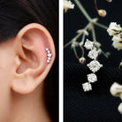 Graduated Style Diamond Crawler Earring for Women Lab - ( EF-VS ) - Rosec Jewels
