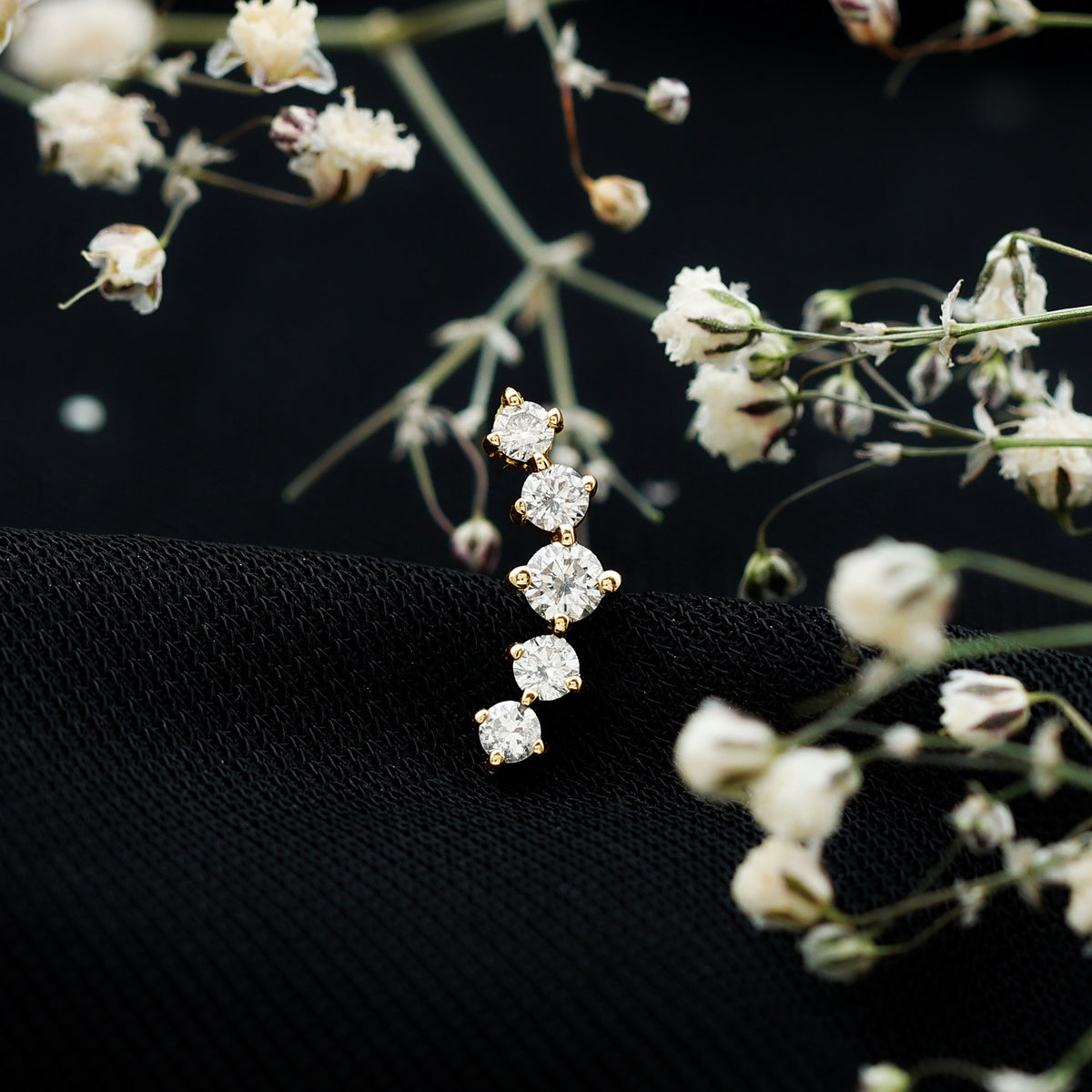 Graduated Style Diamond Crawler Earring for Women Lab - ( EF-VS ) - Rosec Jewels