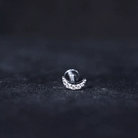 Natural Diamond Moon Earring for Cartilage Piercing Natural - ( HI-SI ) - Rosec Jewels