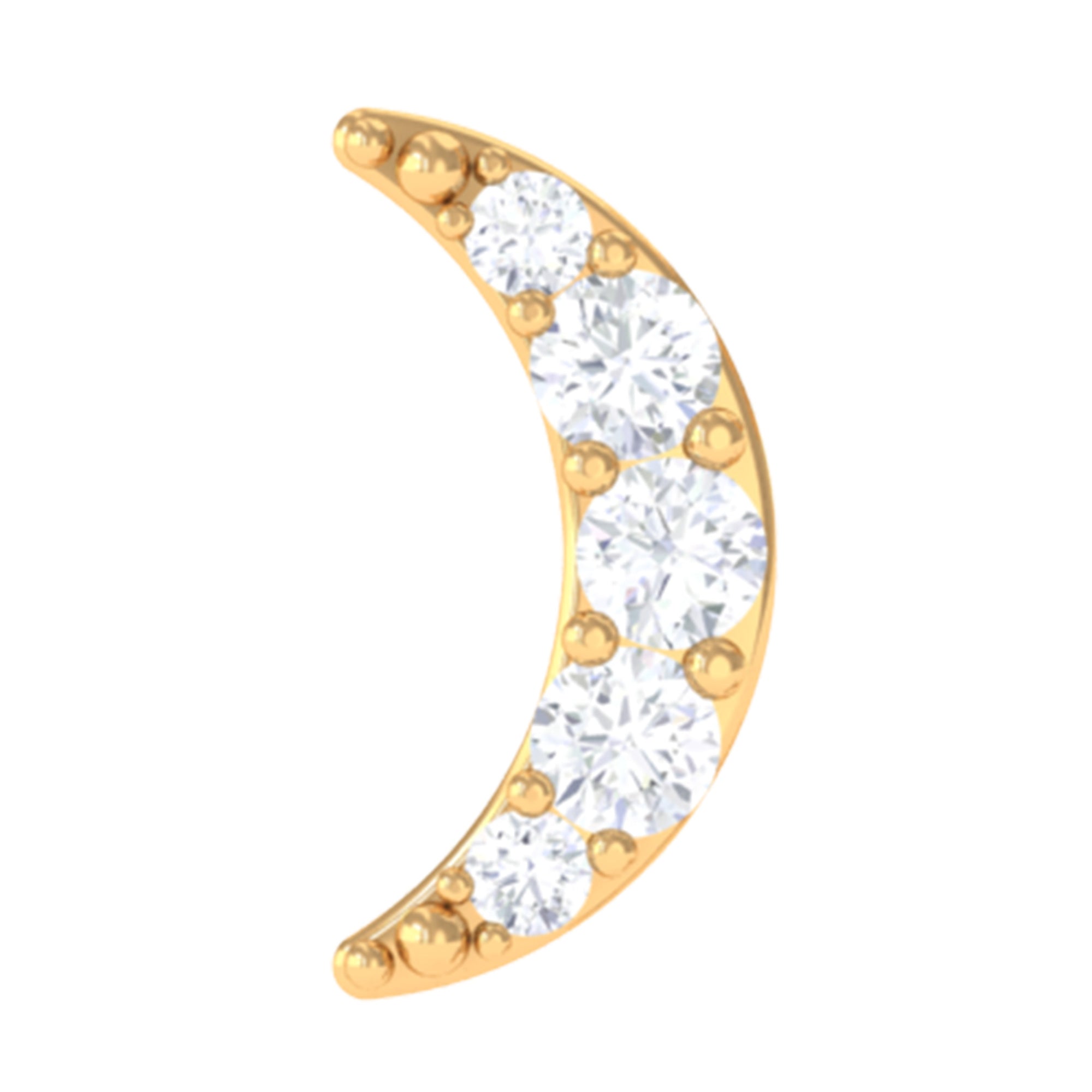 Natural Diamond Moon Earring for Cartilage Piercing Natural - ( HI-SI ) - Rosec Jewels