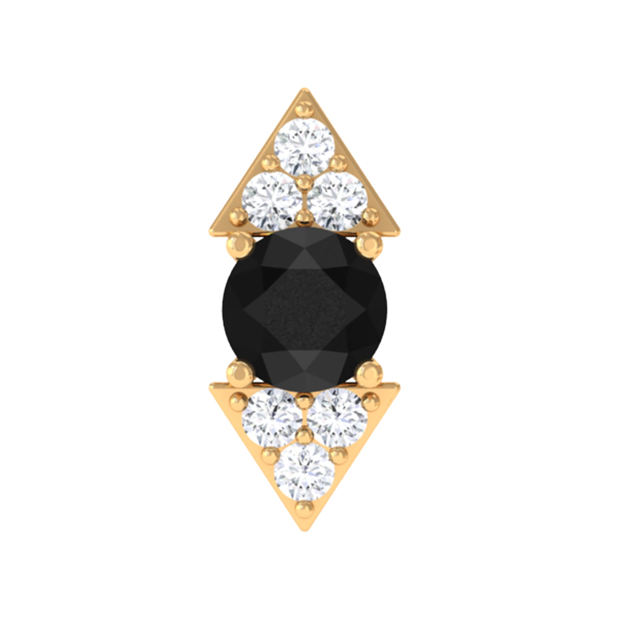 Dainty Black Onyx and Diamond Arrow Tragus Earring AAA - Rosec Jewels