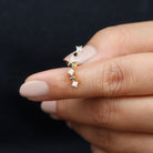 Natural Black Diamond and Moissanite Ear Climber Earring Black Diamond - ( AAA ) - Quality - Rosec Jewels