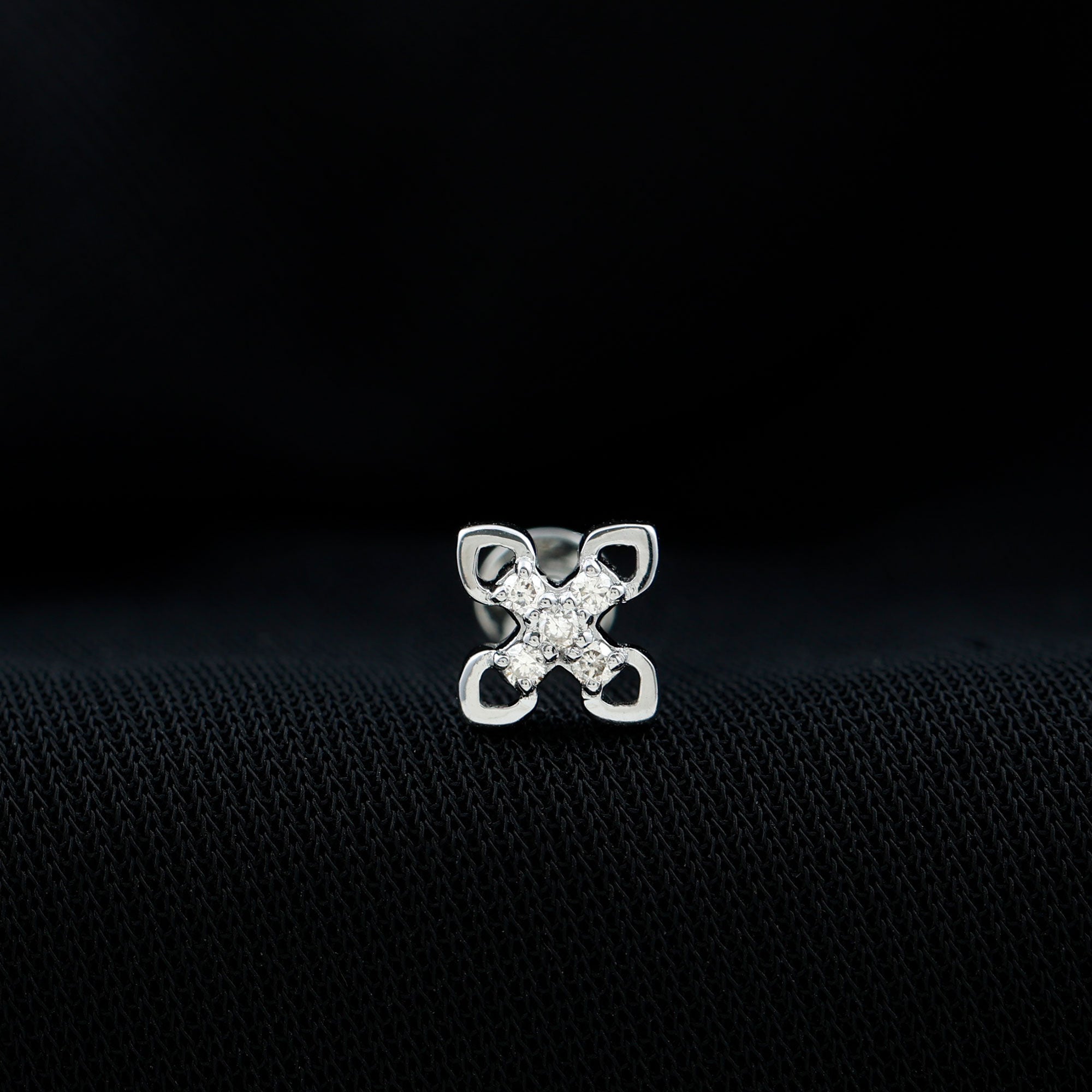 Real Diamond Floral Earring for Cartilage Piercing Natural - ( HI-SI ) - Rosec Jewels