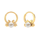 Real Freshwater Pearl Cat Daith Hoop Earring in Gold Freshwater Pearl - ( AAA ) - Quality - Rosec Jewels