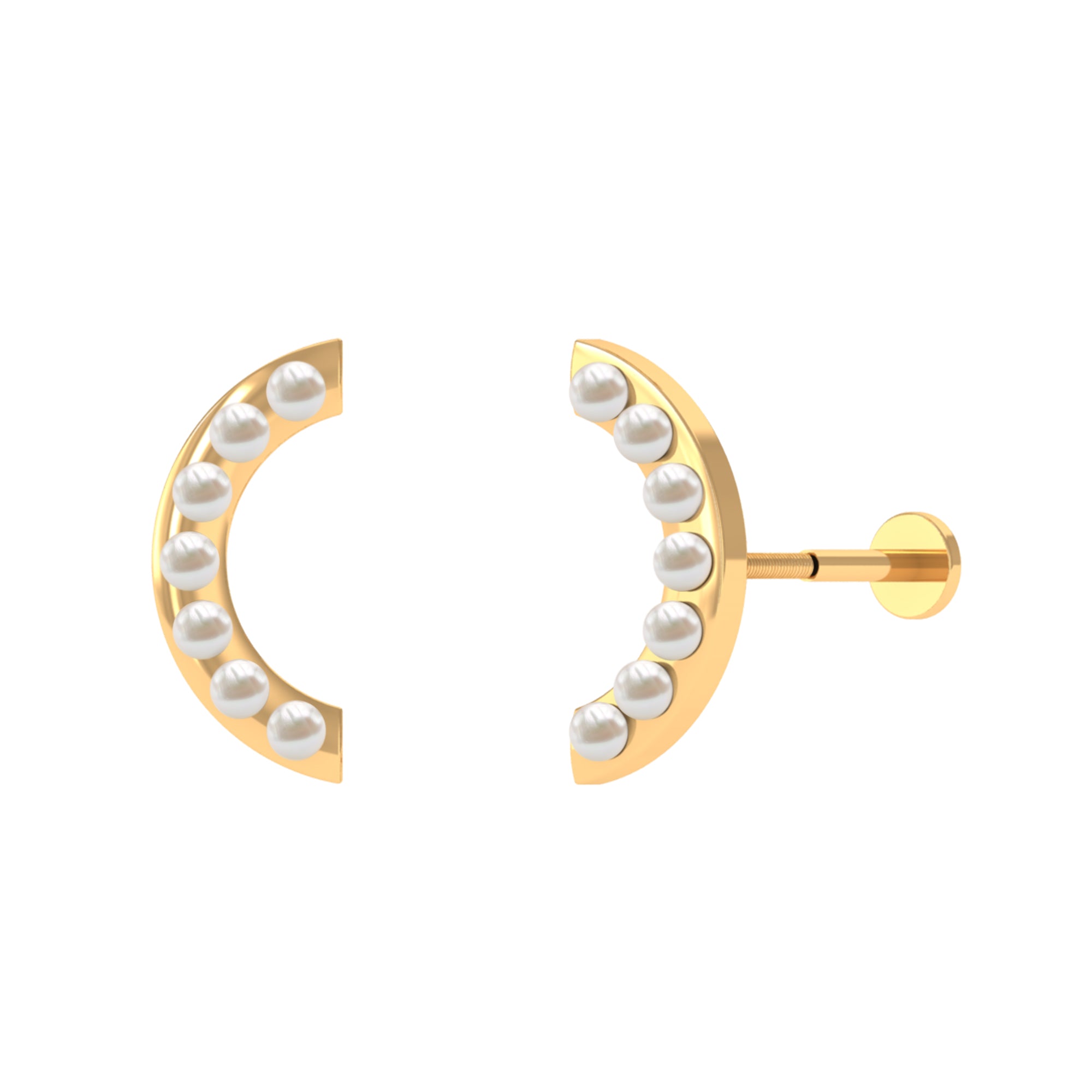 Natural Freshwater Pearl Curved Helix Earring Freshwater Pearl - ( AAA ) - Quality - Rosec Jewels