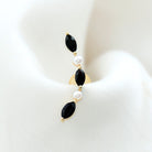 Black Onyx and Freshwater Pearl Ear Crawler Earring for Helix Piercing Freshwater Pearl - ( AAA ) - Quality - Rosec Jewels