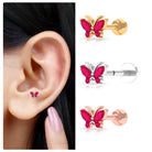 Real Marquise Cut Ruby Cute Butterfly Conch Earring AAA - Rosec Jewels