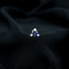 Blue Sapphire and Freshwater Pearl Cartilage Earring Blue Sapphire - ( AAA ) - Quality - Rosec Jewels