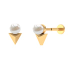 Round Freshwater Pearl Solitaire Tragus Earring Freshwater Pearl - ( AAA ) - Quality - Rosec Jewels
