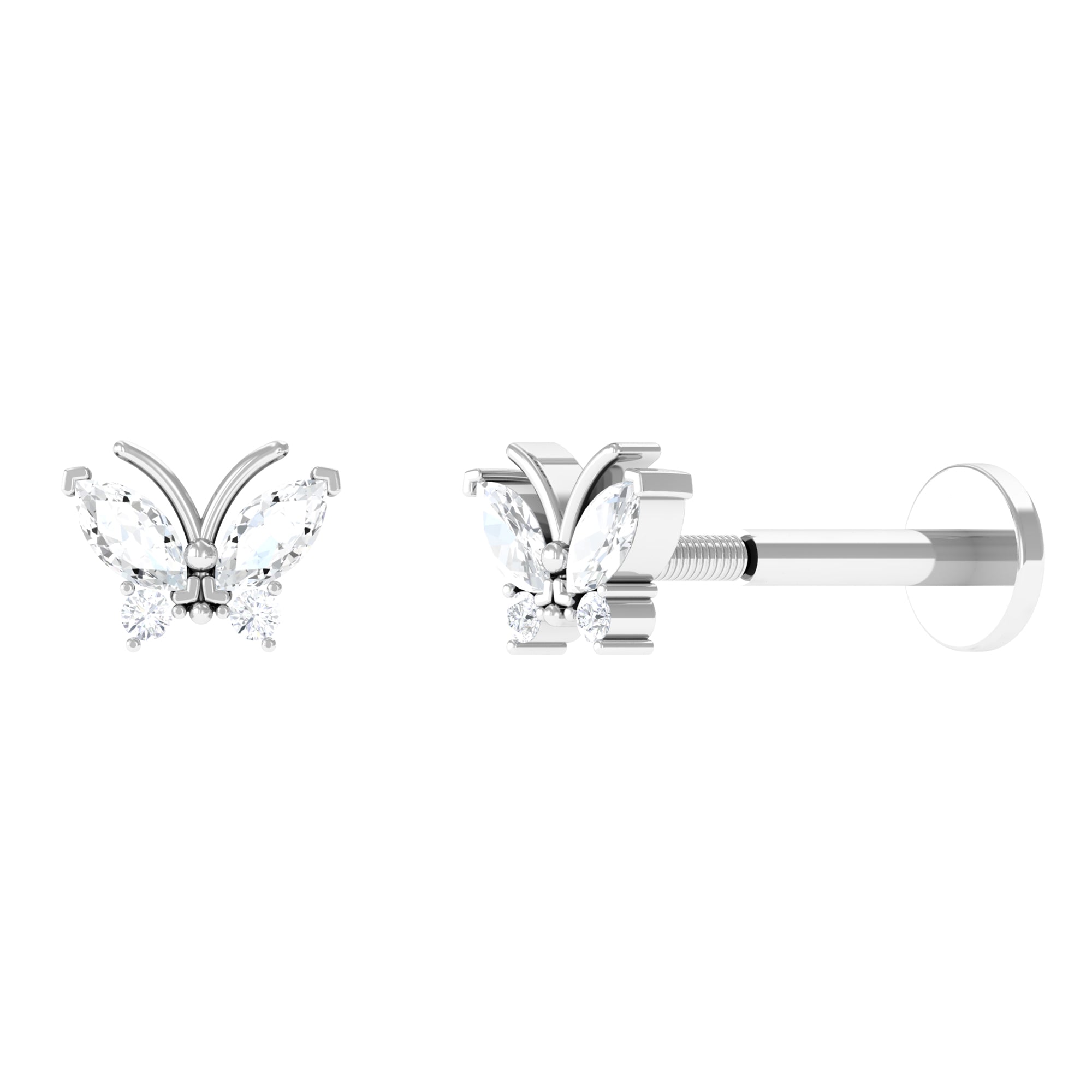 Marquise Moissanite Butterfly Cartilage Earring Moissanite - ( D-VS1 ) - Color and Clarity - Rosec Jewels