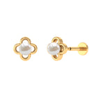 Freshwater Pearl Solitaire Flower Cartilage Earring in Gold Freshwater Pearl - ( AAA ) - Quality - Rosec Jewels