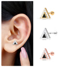 Moissanite and Black Enamel Triangle Cartilage Earring Moissanite - ( D-VS1 ) - Color and Clarity - Rosec Jewels