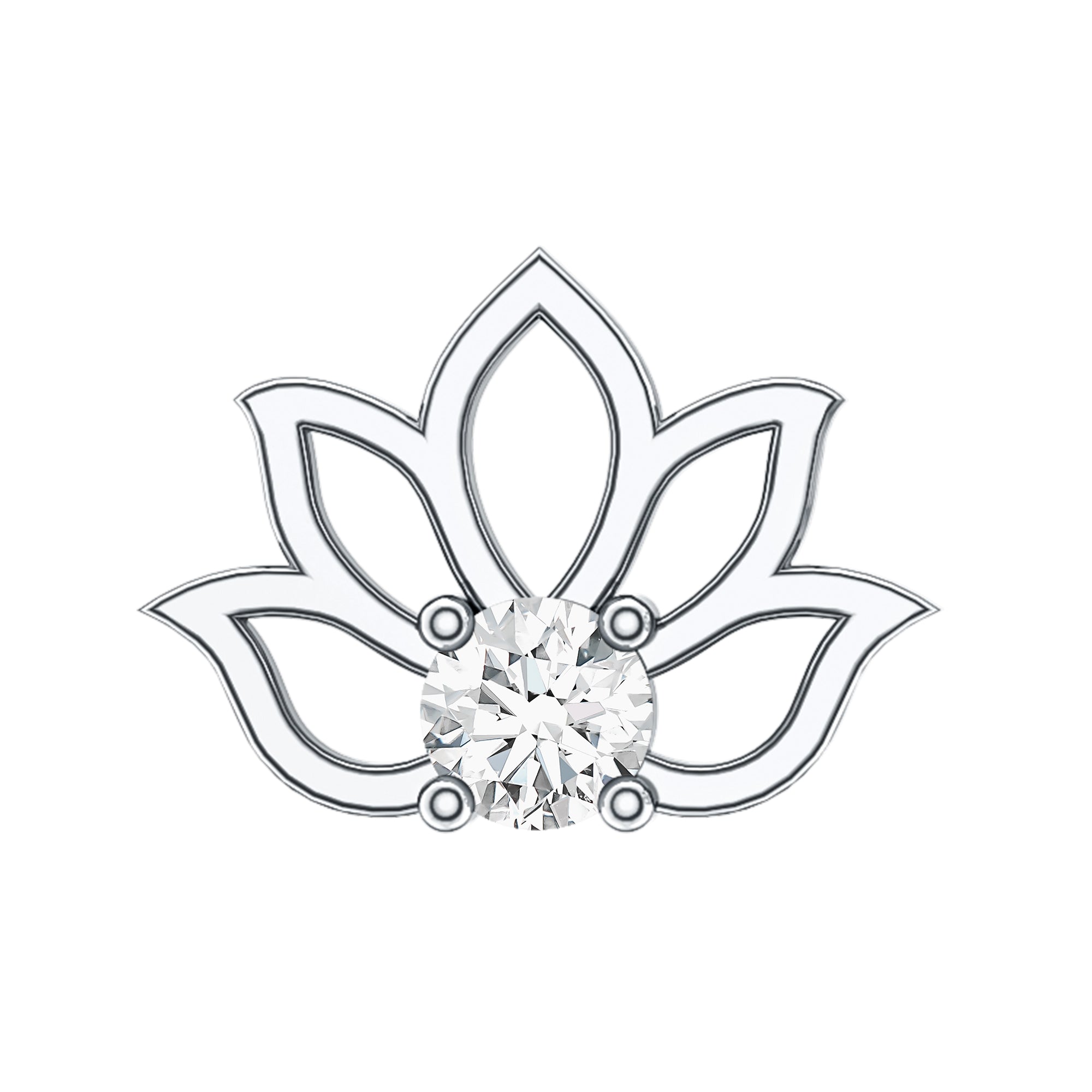 Nature Inspired Diamond Lotus Earring Lab - ( EF-VS ) - Rosec Jewels