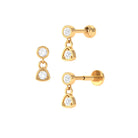 Genuine Diamond Drop Earring for Helix Piercing Diamond - ( HI-SI ) - Color and Clarity - Rosec Jewels