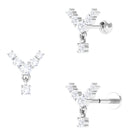 Contemporary Moissanite Cartilage Drop Earring Moissanite - ( D-VS1 ) - Color and Clarity - Rosec Jewels