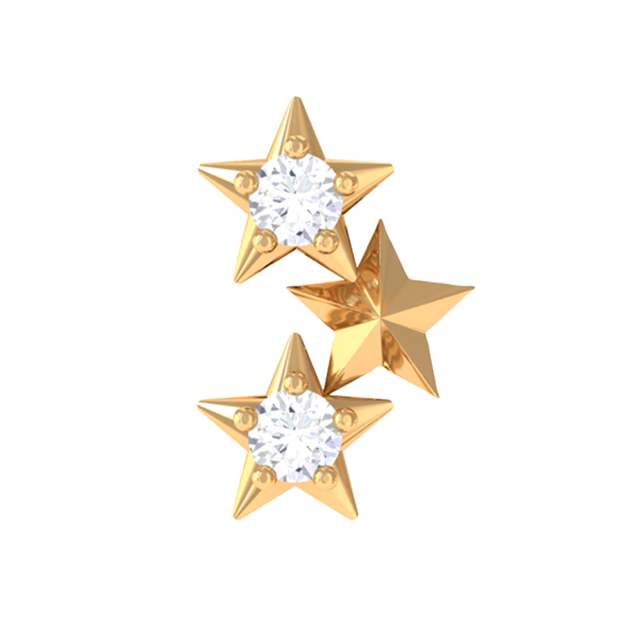 Genuine Round Diamond Three Star Cartilage Earring Natural - ( HI-SI ) - Rosec Jewels
