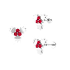 Flower Ruby Christmas Holly Earring for Cartilage Piercing Ruby - ( AAA ) - Quality - Rosec Jewels