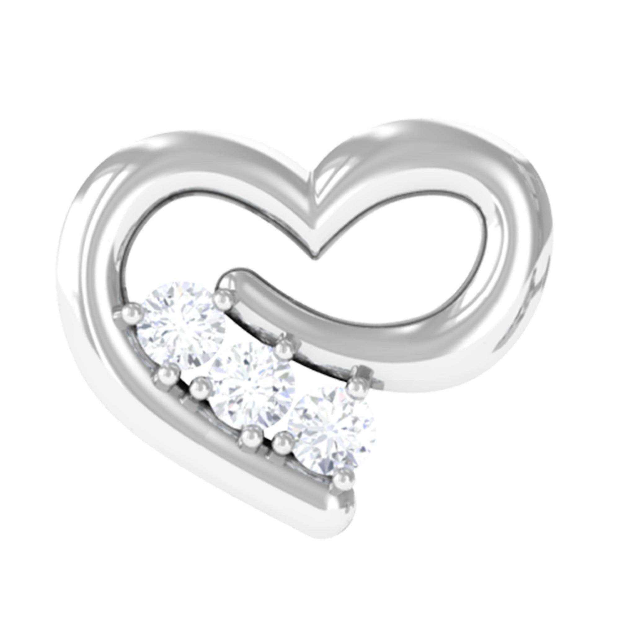 Real Diamond Cute Heart Earring for Helix Piercing Natural - ( HI-SI ) - Rosec Jewels