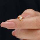 Baguette Diamond Minimal Tragus Earring in Bar Setting Natural - ( HI-SI ) - Rosec Jewels