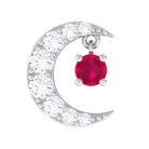 Natural Ruby and Lab Diamond Crescent Moon Helix Earring AAA - Rosec Jewels