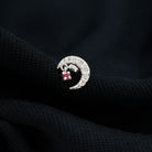 Natural Ruby and Lab Diamond Crescent Moon Helix Earring AAA - Rosec Jewels