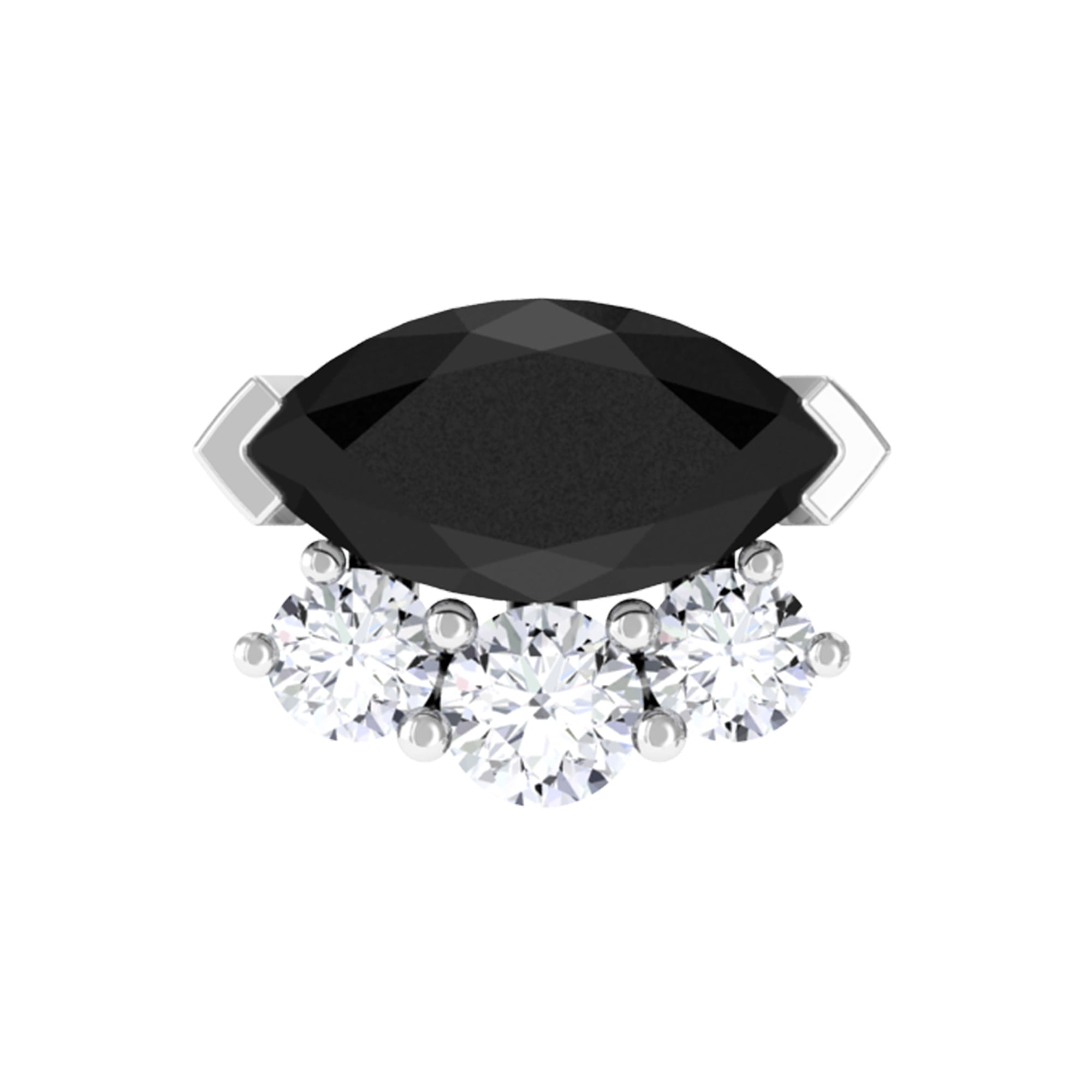 Marquise Black Onyx Helix Earring with Lab Grown Diamonds AAA - Rosec Jewels
