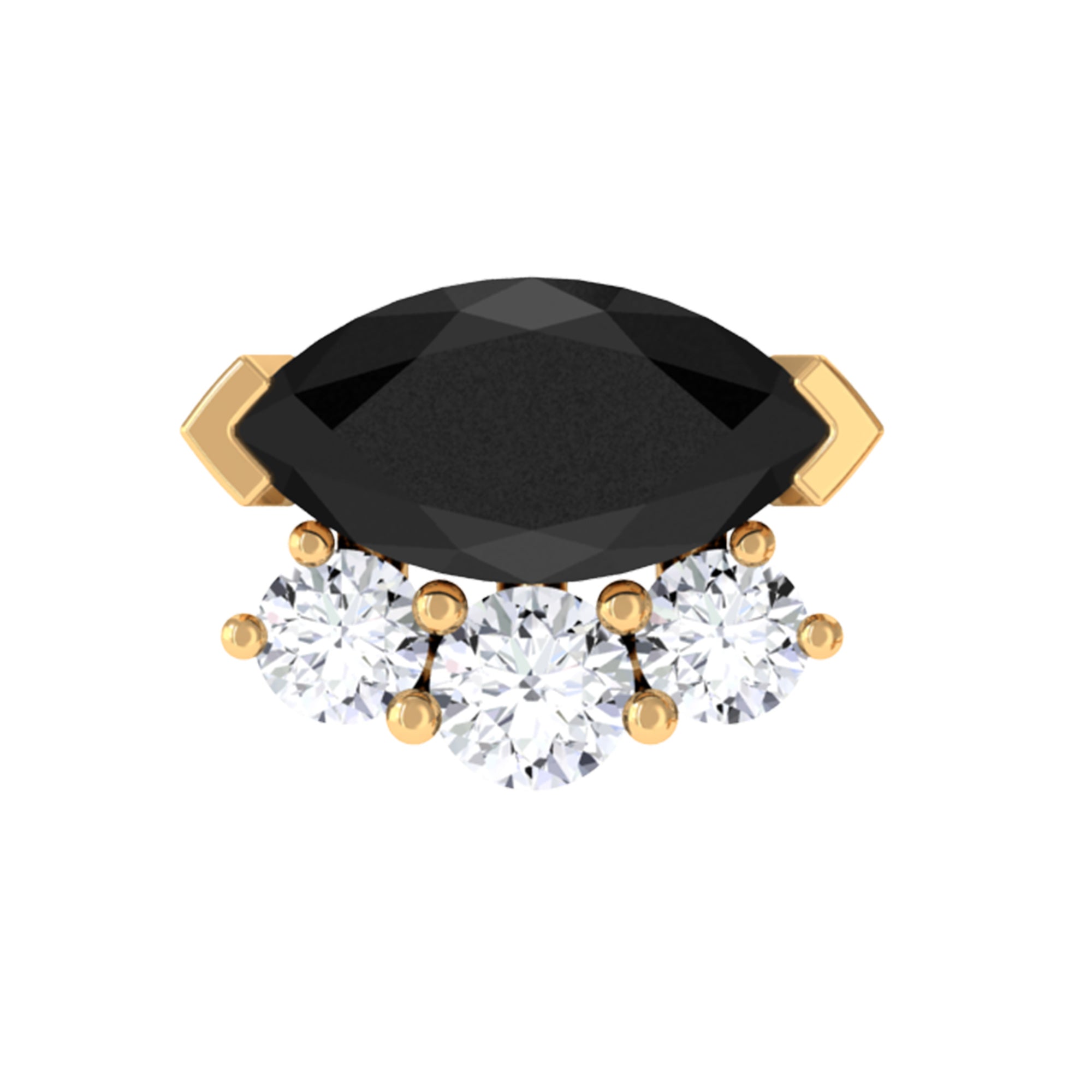 Marquise Black Onyx Helix Earring with Lab Grown Diamonds AAA - Rosec Jewels