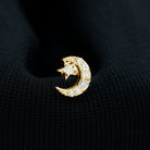Certified Diamond Crescent Moon Helix Earring with Star Natural - ( HI-SI ) - Rosec Jewels
