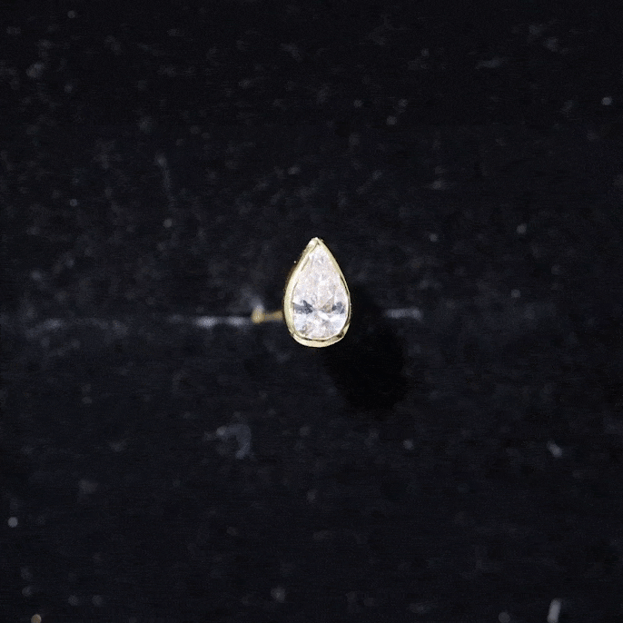 Pear Shape Diamond Solitaire Cartilage Earring Natural - ( HI-SI ) - Rosec Jewels