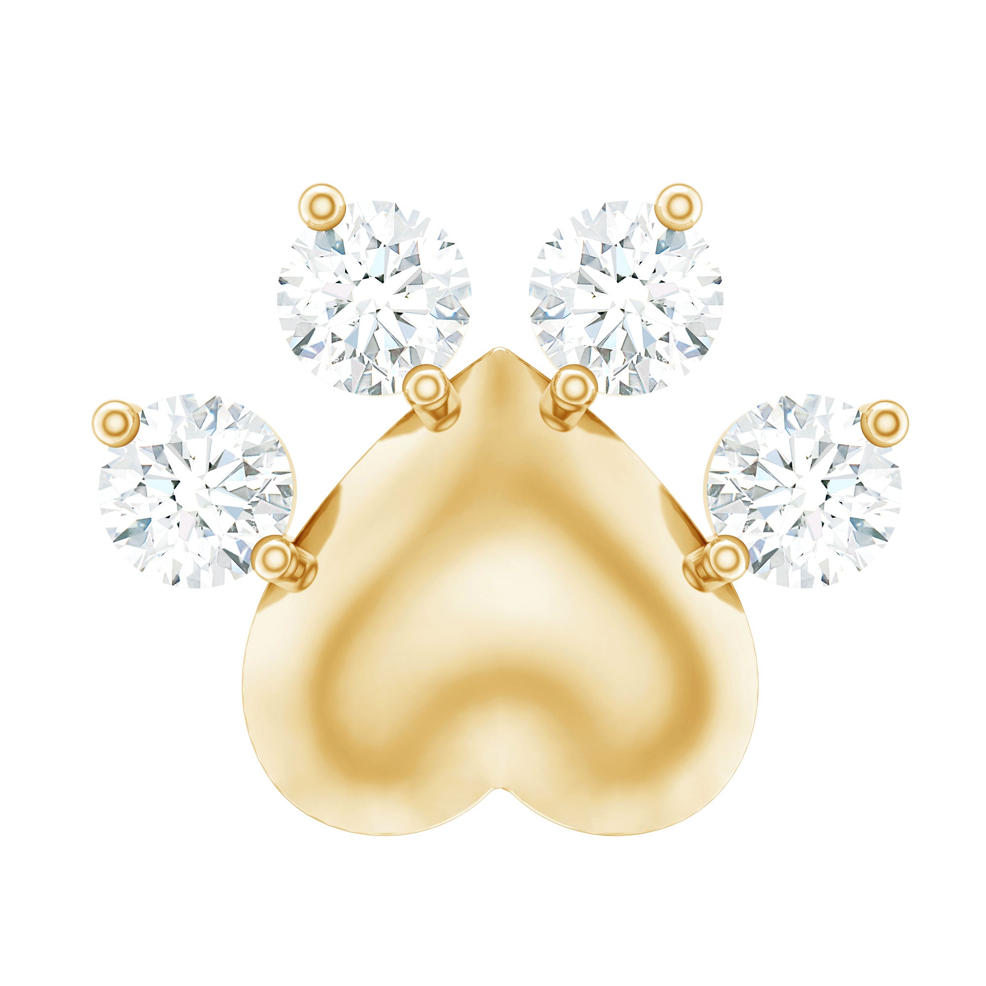 Diamond and Heart Dog Paw Print Cartilage Earring