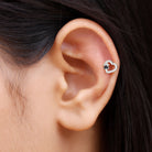 Sparkling Diamond Dog Paw Heart Earring with Black Enamel Natural - ( HI-SI ) - Rosec Jewels