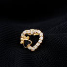 Sparkling Diamond Dog Paw Heart Earring with Black Enamel Natural - ( HI-SI ) - Rosec Jewels