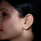 Minimalist Diamond Leaf Crawler Earring for Helix Piercing Natural - ( HI-SI ) - Rosec Jewels