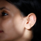 Pear Shape Diamond Curved Helix Earring Natural - ( HI-SI ) - Rosec Jewels