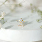 Marquise Diamond Floral Upper Lobe Earring Natural - ( HI-SI ) - Rosec Jewels