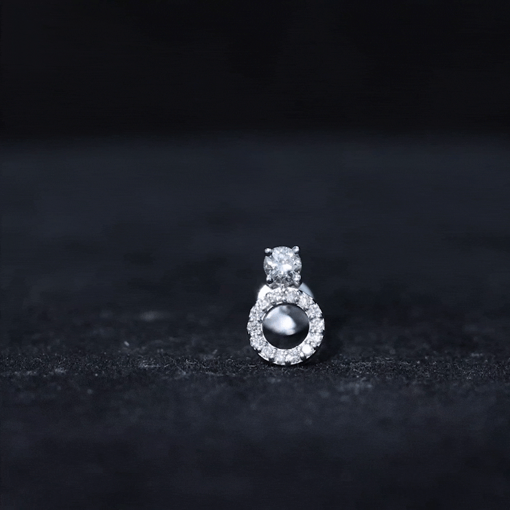 Minimalist Diamond Open Circle Helix Earring Natural - ( HI-SI ) - Rosec Jewels